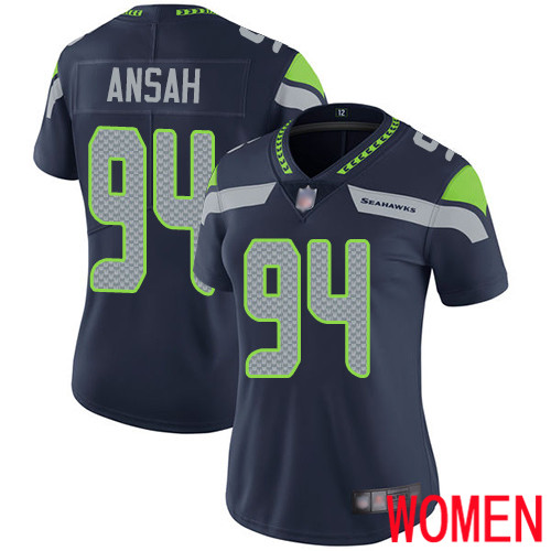 Seattle Seahawks Limited Navy Blue Women Ezekiel Ansah Home Jersey NFL Football #94 Vapor Untouchable